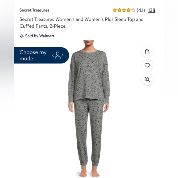 Secret Treasures Women's Sleep Top and Cuffed Pants, 2-Piece - Picture 1 of 2
